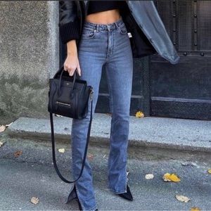 ZARA HIGH RISE SPLIT SKINNY Split Hem jeans 38/ 6 NWT